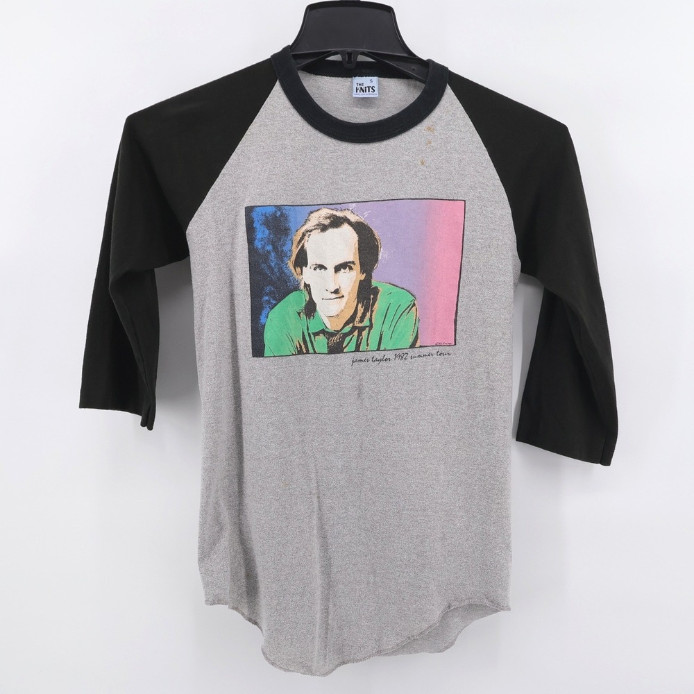 Vintage The Knits James Taylor 1982 Summer Tour T-shirt 3/4 Sleeve Mens S Flaws